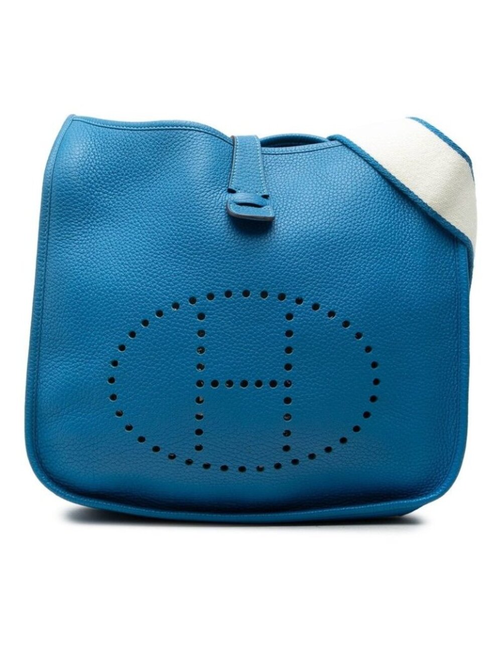 Hermes Evelyne 3 GM Crossbody Shoulder Bag Blue Silver Taurillon Clemence